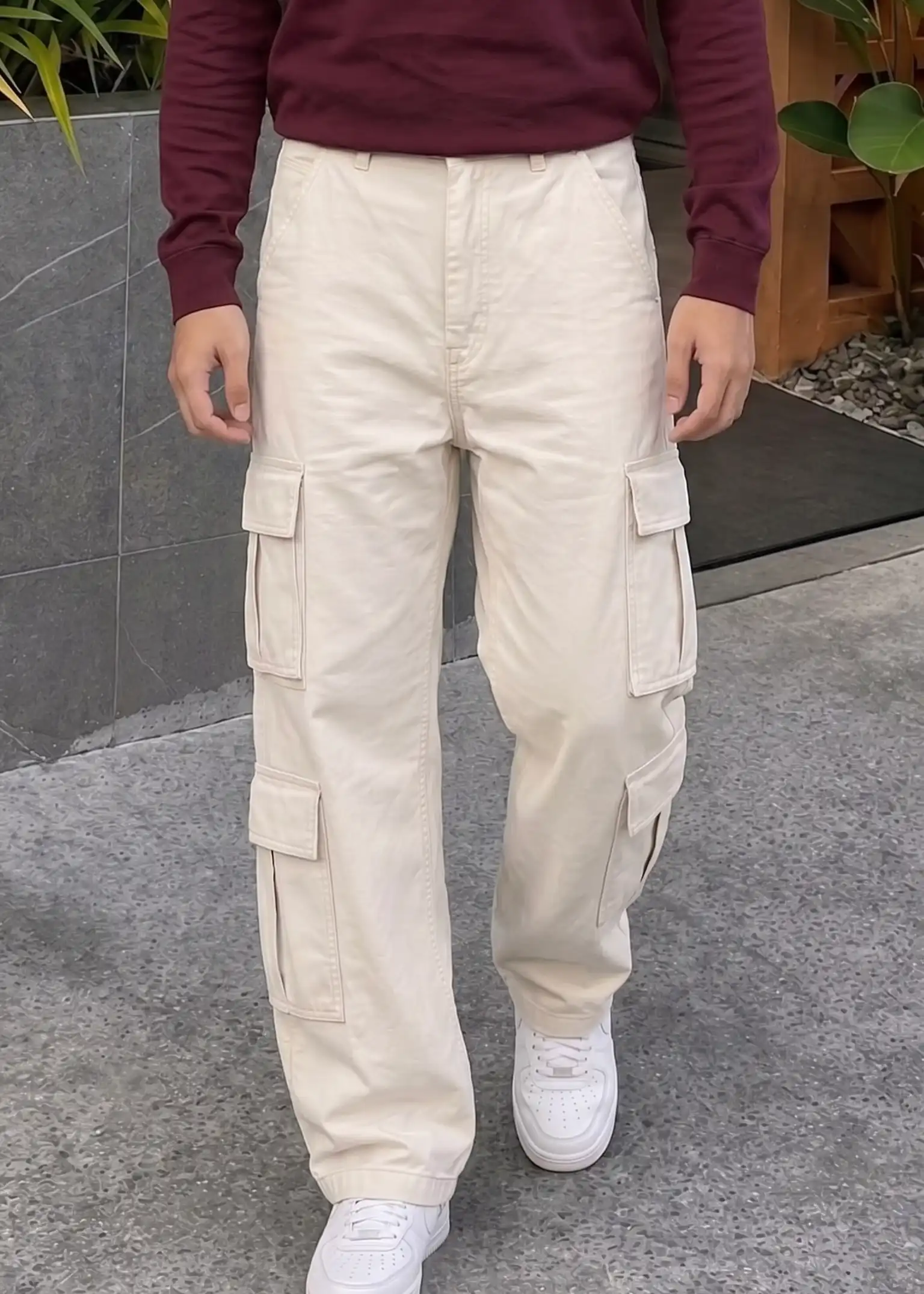 Cream White Baggy Cargo - Image 3