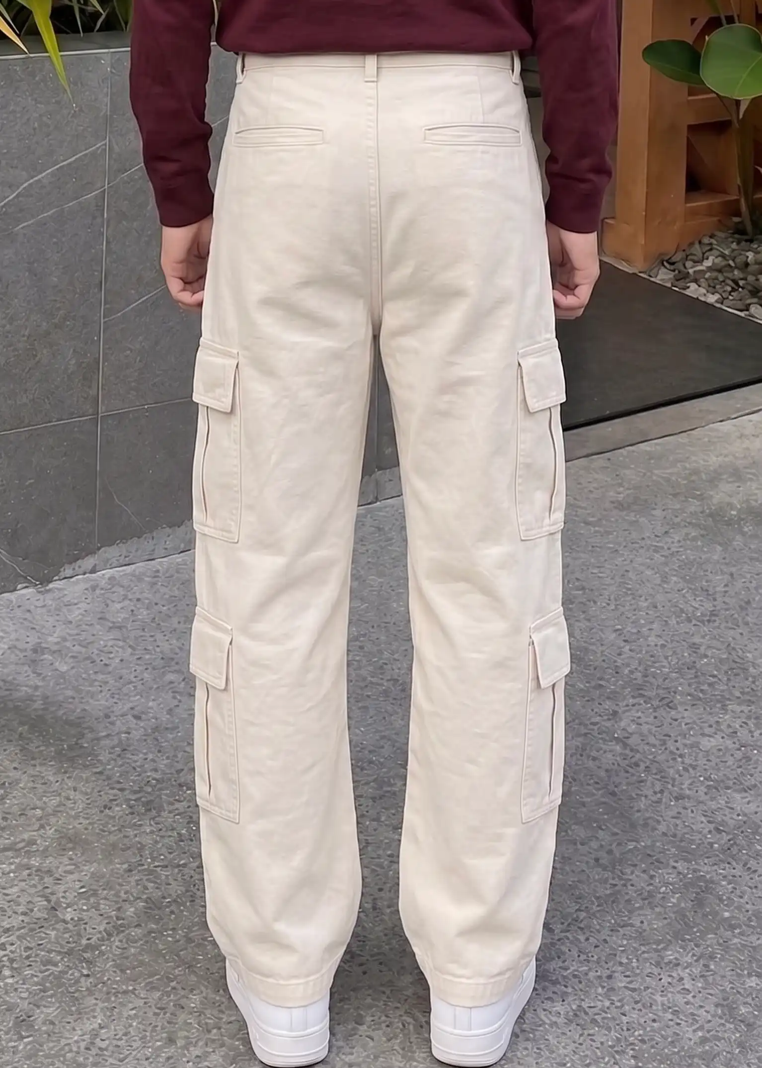 Cream White Baggy Cargo - Image 4