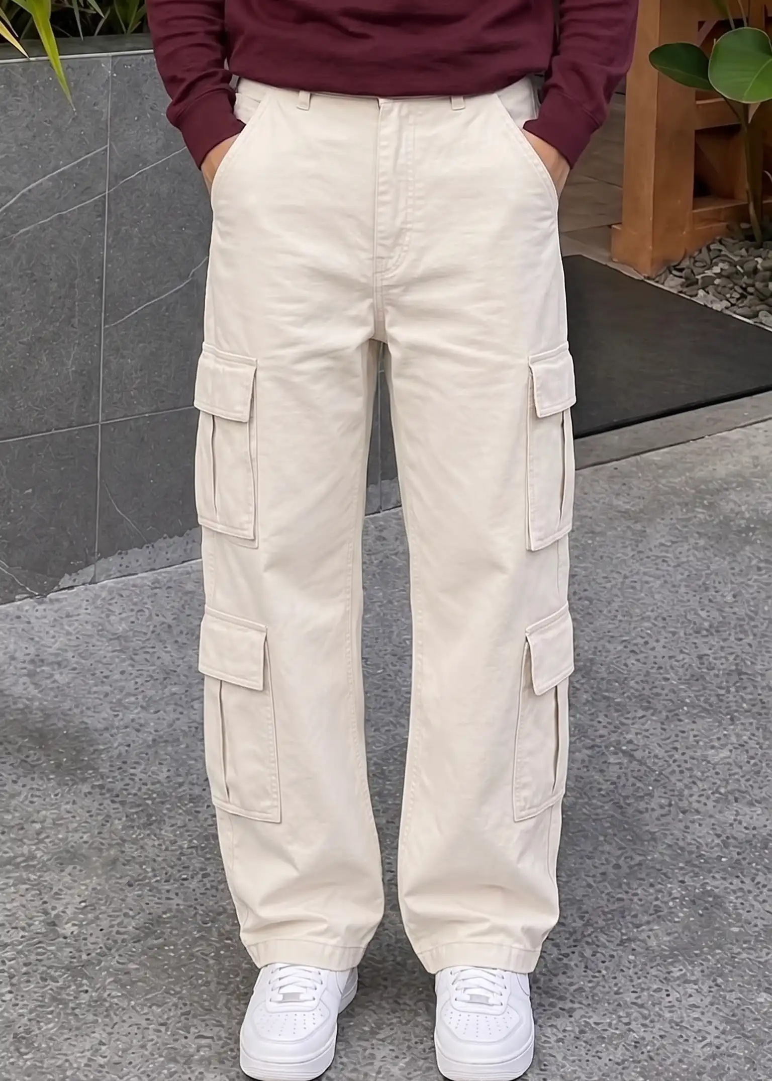 Cream White Baggy Cargo - Image 5