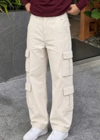 Cream White Baggy Cargo